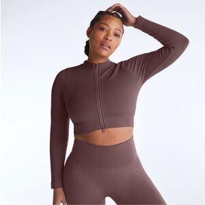 Set Active Scultpflex Zipup
 Brown Long Sleeve Crop Top